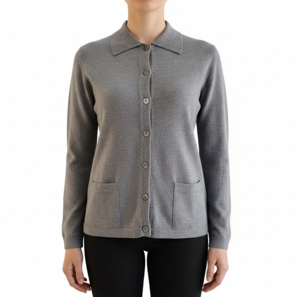 Sportmax Vintage Gray Virgin Wool Cardigan‎ Sweater Women’s Size S Button Front